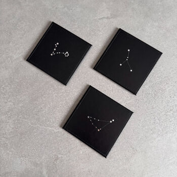 Zodiac Leather Coaster – Star Sign Gift For Him Or Her, 4 of 12
