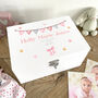 Personalised Pink Garland Baby White Keepsake Box Three Sizes, thumbnail 1 of 6