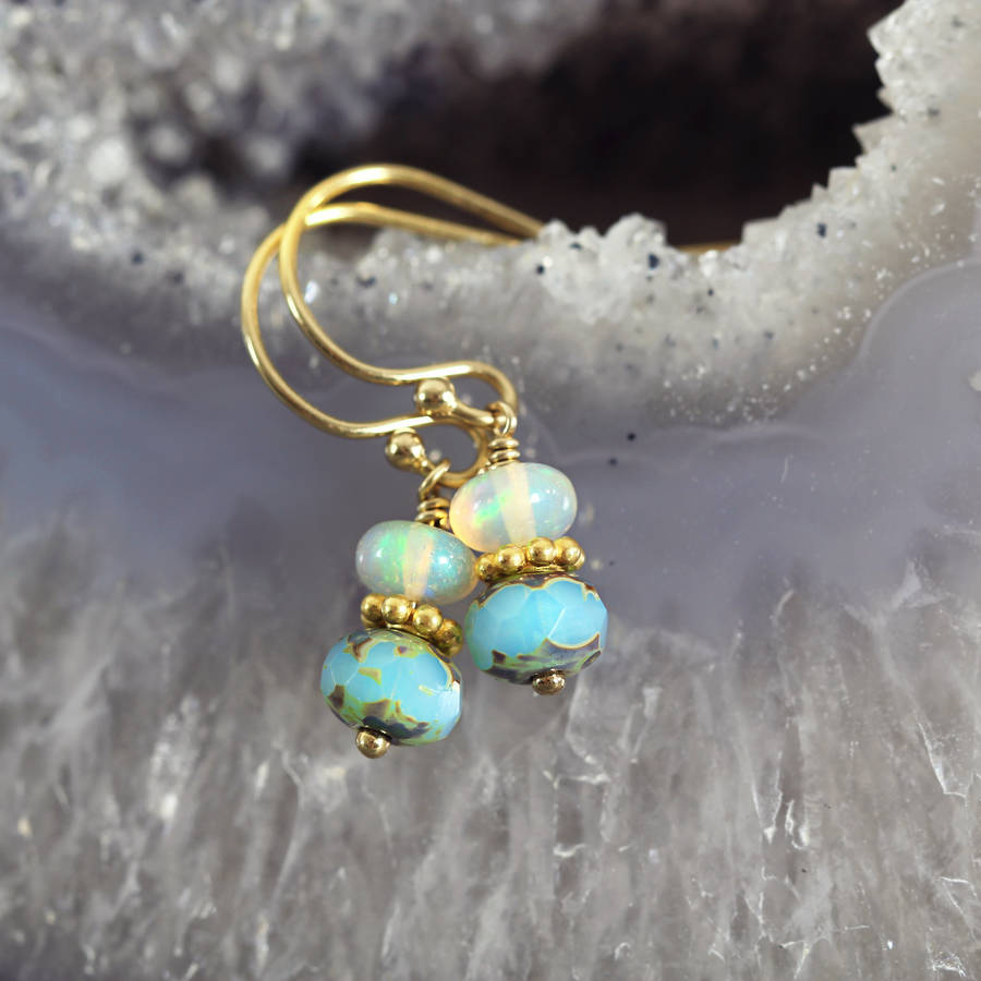 Opal Bead Earrings, 1 of 9