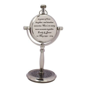 Personalised 25th Silver Anniversary Desk Clock Gift, 2 of 9