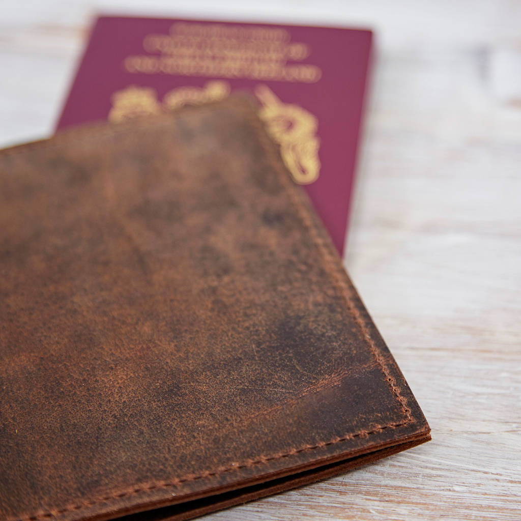 Personalised Handmade Buffalo Leather Passport Holder By Paper High