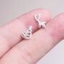 Silver Christmas Stud Earrings, Christmas Tree And Reindeer Studs, thumbnail 1 of 8