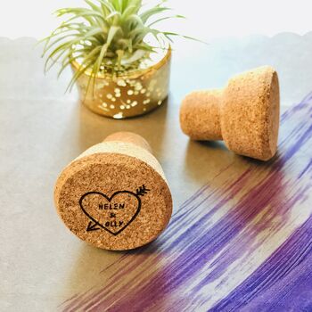 Personalised Wine Cork Stopper With Heart, 2 of 2