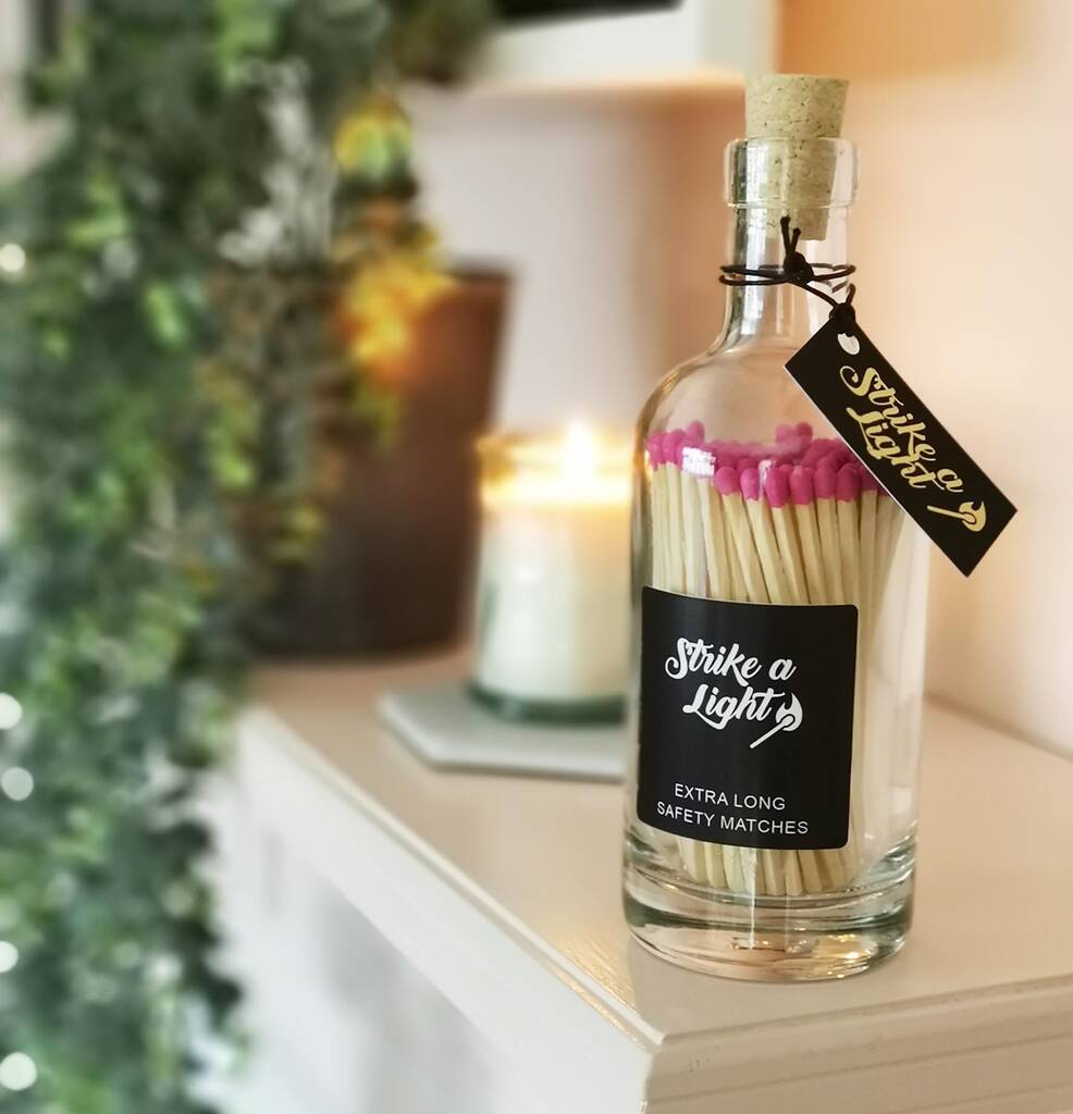 Coloured Matches In Glass Bottle With Striker By Hearth & Heritage