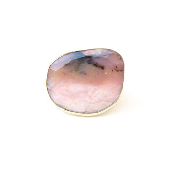 Pink Opal Gemstone Ring Set In 9ct Gold And Silver, 4 of 5