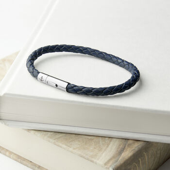 Personalised Men's Anchor Capsule Leather Bracelet, 3 of 12