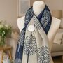 Navy Mulberry Tree Of Life Scarf And Magnetic Brooch, thumbnail 1 of 5