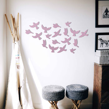Wooden Flying Birds Flock Wall Decor For Modern Homes, 5 of 12