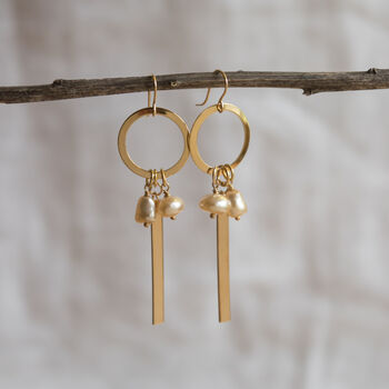 Cassiopeia Earrings Gold Filled Vintage Glass Pearls, 2 of 4