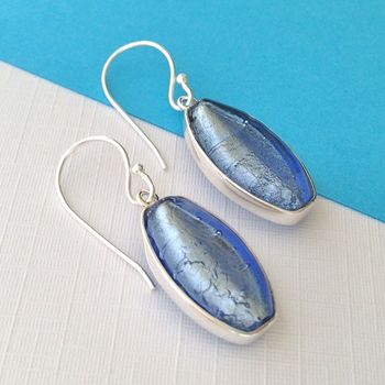 Silver Earrings With Ellipse Of Murano Glass, 8 of 12