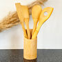 Bamboo Wood Kitchen Utensil Set With Holder, thumbnail 4 of 8