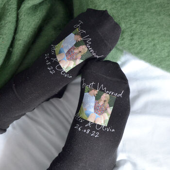 Just Married Personalised Photo Socks, 2 of 4