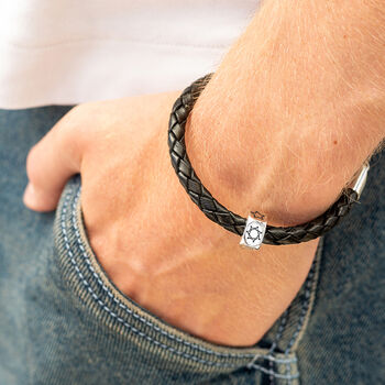 Personalised Travel Symbols Men's Leather Bracelet, 7 of 11