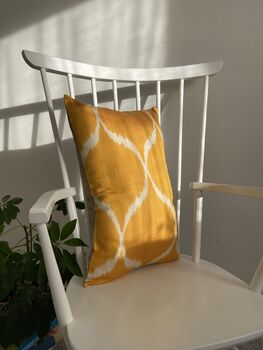 Silk Ikat Yellow Cushion Cover, 4 of 7