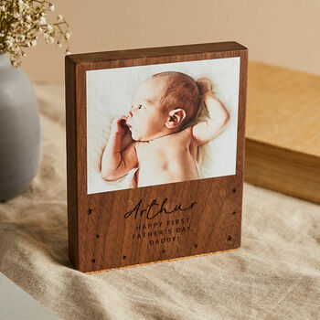 Personalised Wooden Photo Block With Engraved Name, 2 of 6