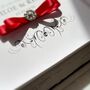 Handmade And Personalised Wedding Card With Crystal Embelishment Any Colour Ribbon, thumbnail 11 of 12