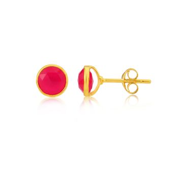 Savanne Gold Plated And Fuchsia Pink Stud Earrings, 3 of 4