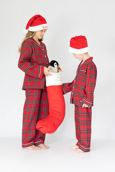 Girl's And Boy's Personalised Luxury Tartan Christmas Brushed Cotton Pyjama, 11 of 12