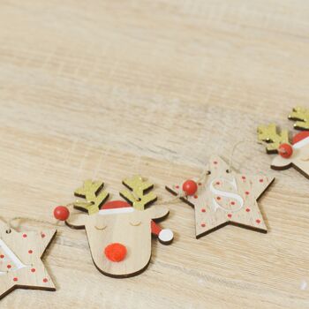 Reindeer Christmas Wooden Garland Decoration, 3 of 4