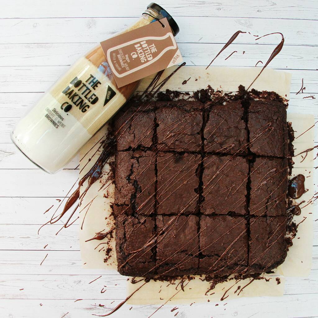 Two Chocolate Brownie Baking Mixes In A Bottle By The Bottled Baking Co