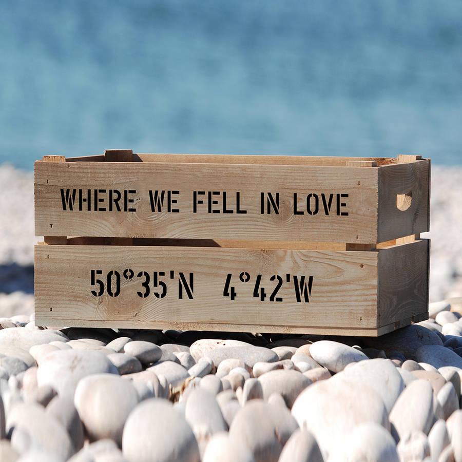 Personalised Crate With Coordinates, 1 of 3