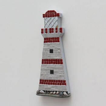 Red And Grey Lighthouse Coastal Mosaic Wall Art, 2 of 4