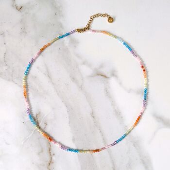 Good Vibes Rainbow Gemstone Beaded Necklace, 5 of 7