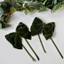 Pair Of Moss Green Velvet Napkin Bows, thumbnail 4 of 9