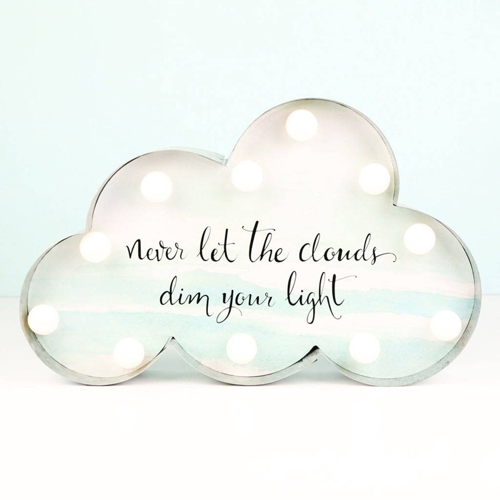pastel patterned led cloud quote light by lisa angel