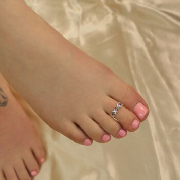 Silver Colourful Floral Clover Adjustable Toe Ring, 2 of 8