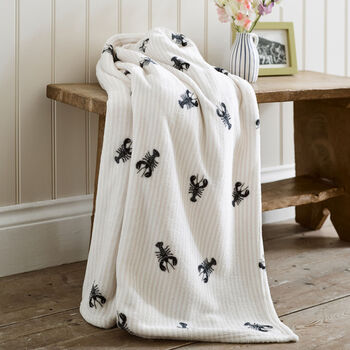 Rock Lobster Printed Supersoft Comfort White Throw, 5 of 5