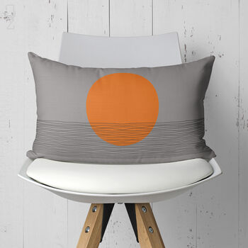 Grey Bauhaus Abstract Sun Cushion, Orange And Black Modernist Design, 3 of 10