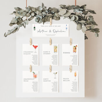Cocktail Wedding Table Plan Cards, 5 of 11