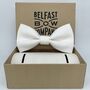 Irish Linen Bow Tie In White, thumbnail 2 of 2