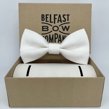 Irish Linen Bow Tie In White, 2 of 2