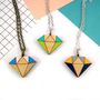 Geometric Wooden Crystal Diamond Necklace, thumbnail 1 of 6