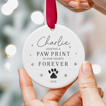 Pet Memorial Ornament Custom Name Paw Print 2025, 7 of 7