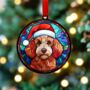 Poodle Red In Santa Hat Suncatcher Decoration, thumbnail 2 of 6