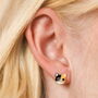 Enamel Cat Face Stud Earrings In Gold Plating, thumbnail 3 of 5