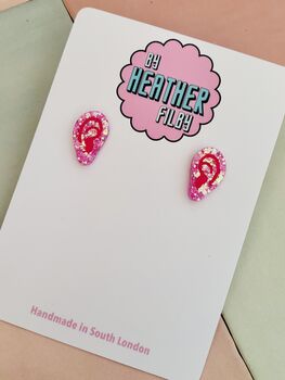 Ear Statement Stud Glitter Earrings / Gift For Her / Bold Sparkly Jewellery, 2 of 5