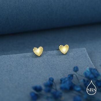 Sterling Silver Sunburst Heart Stud Earrings, 6 of 12