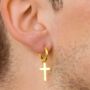 Gold Plated Cross Dangle Earring For Men, thumbnail 6 of 9