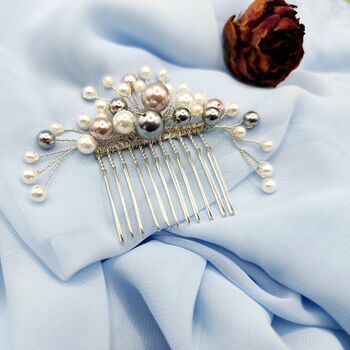 Pearl Hair Comb With White, Grey And Lilac Pearls, 9 of 9