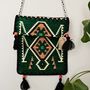 Handmade Emerald Green Turkish Kilim Shoulder Bag Boho, thumbnail 5 of 5