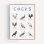 'Cocks' Bird Wall Print, thumbnail 1 of 6