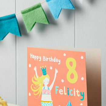 Personalised Mermaid Birthday Card With Name And Age, 2 of 3