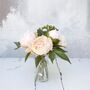 Peony And Green Berry Artificial Garden Bouquet, thumbnail 3 of 5