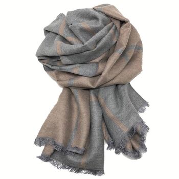 Cashmere Blend Check Reversible Blanket Scarf, 10 of 12