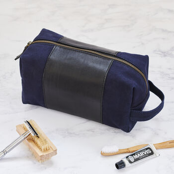 Personalised Canvas Washbag With Leather Panel, 8 of 9