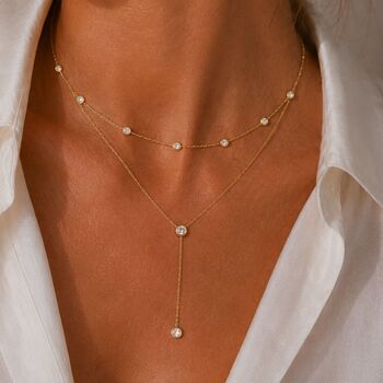 Tiny Diamond Necklace 9k Gold – Solitaire Diamond Chain, 5 of 5